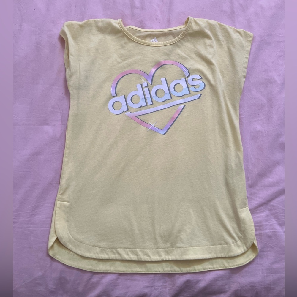 Adidas Cute Coquette Yellow Heart Tee